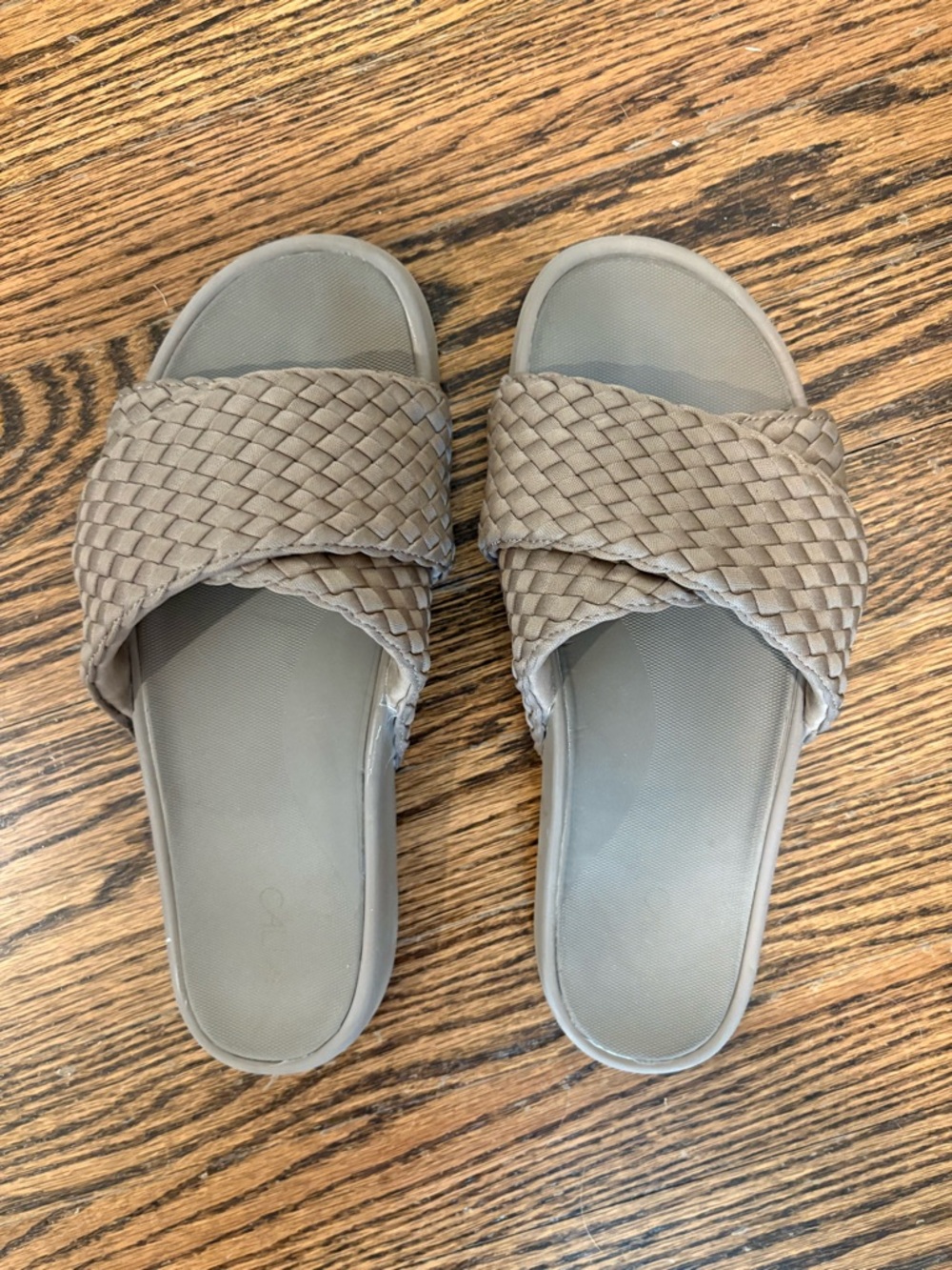 CALIA by Carrie Underwood Woven Crossover Slide Sandals in Taupe - Picture 2 of 3